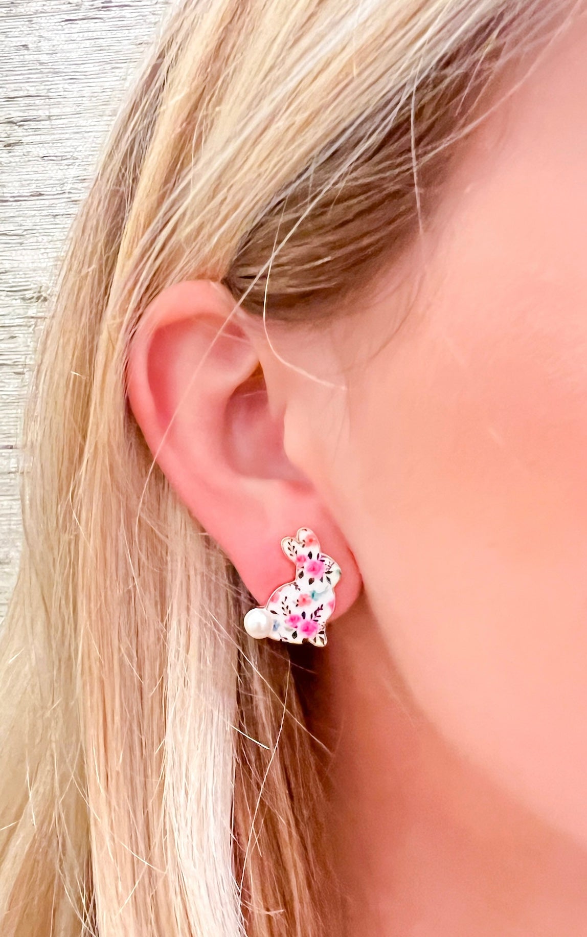 Floral Bunny Stud Earrings