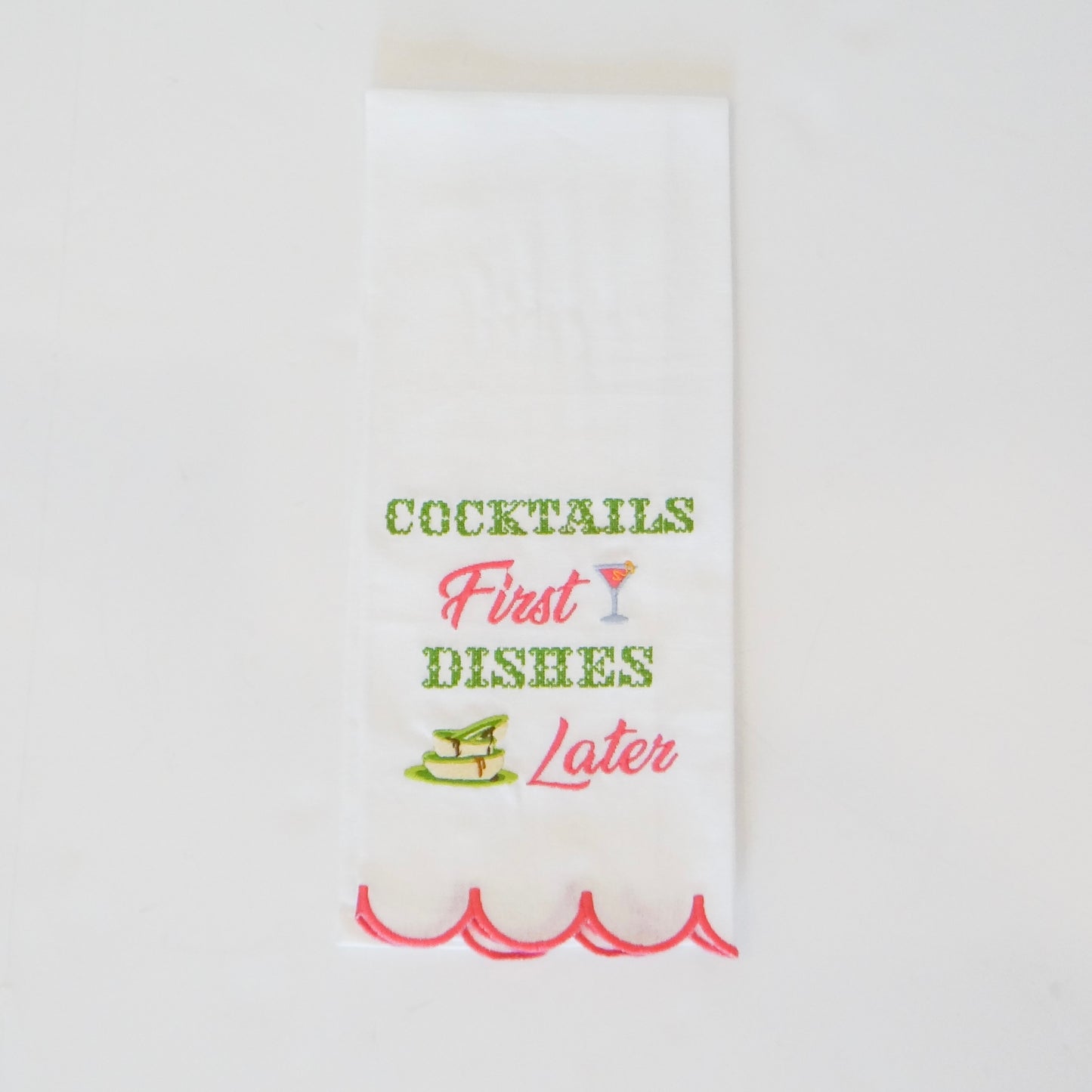 Cocktails First Tea Towel