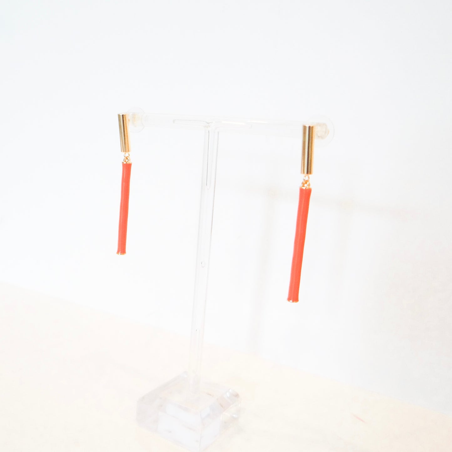 Gold and Orange Dangle Earrings