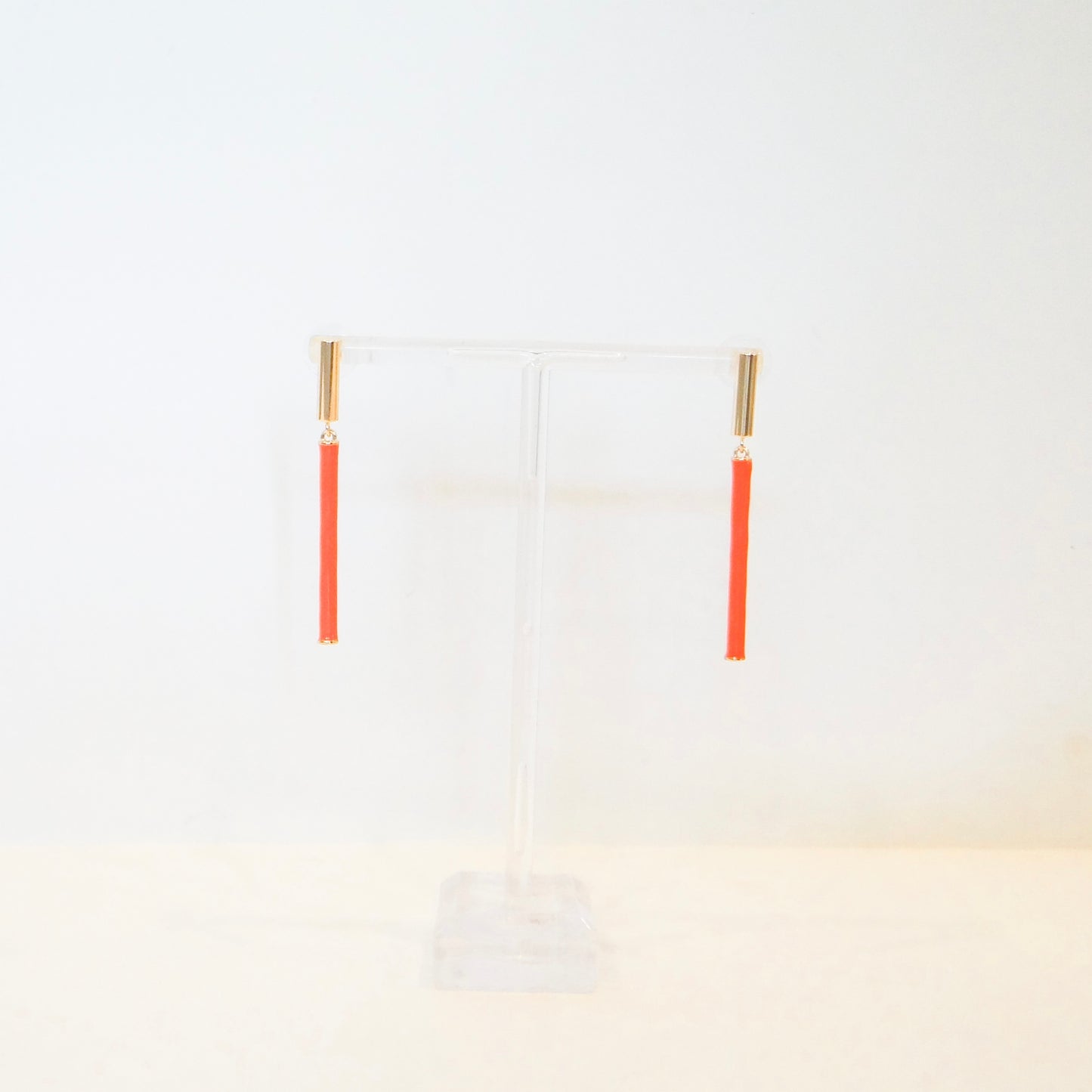 Gold and Orange Dangle Earrings