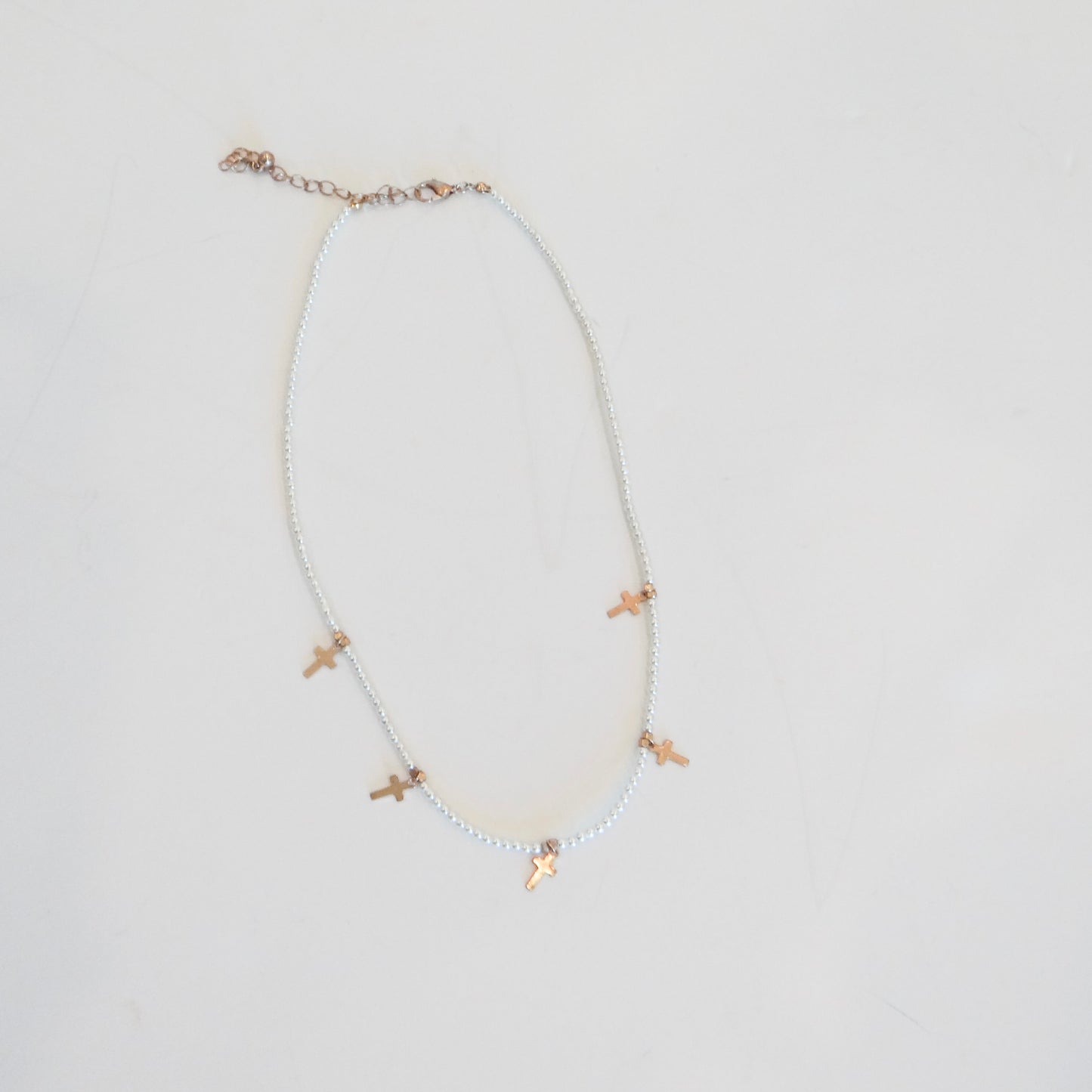 White and Gold Cross Necklace