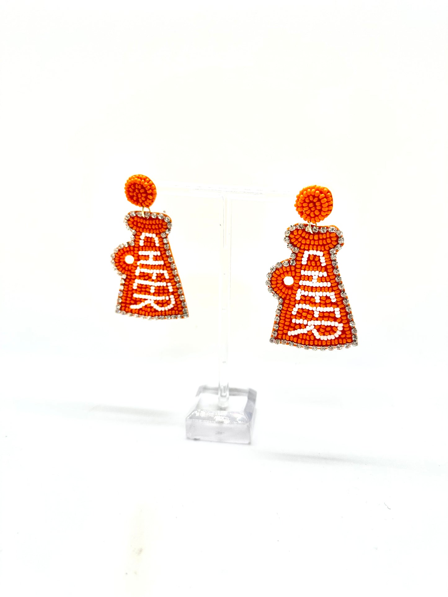 Orange Beaded Cheer Drop Earring