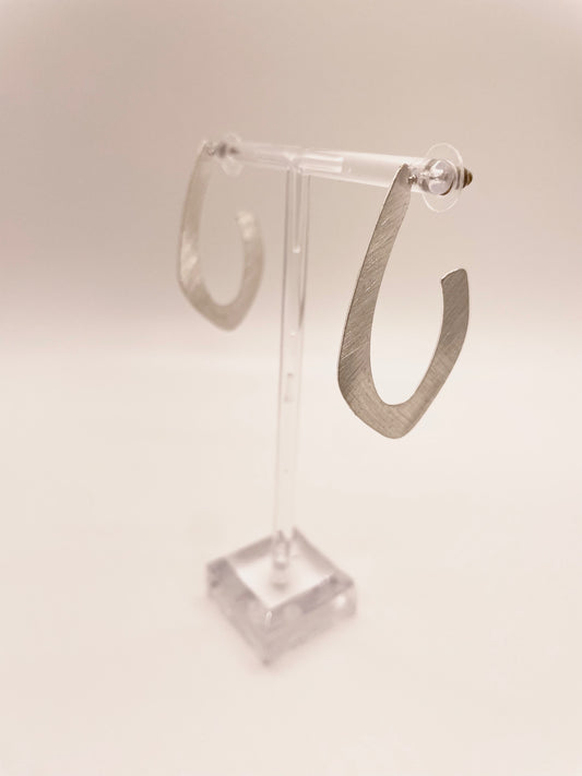 Silver Oval Fish Hook Hoops