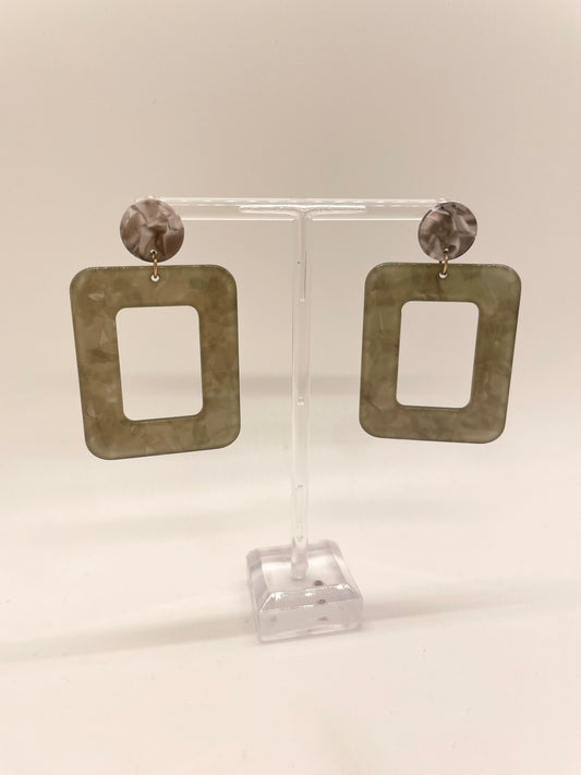 Square Marble Drop Earrings