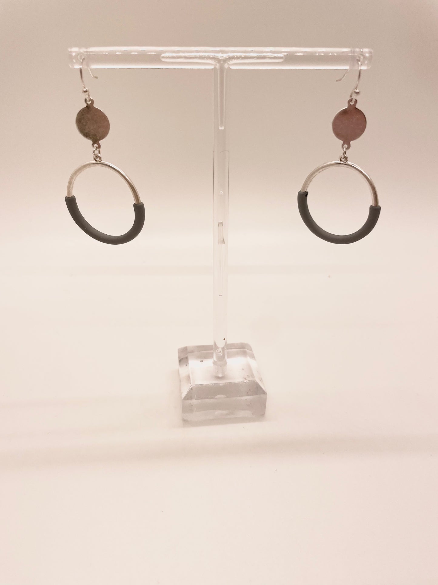 Grey & Silver Circle Earrings