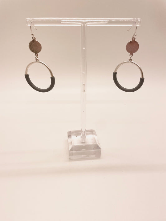 Grey & Silver Circle Earrings