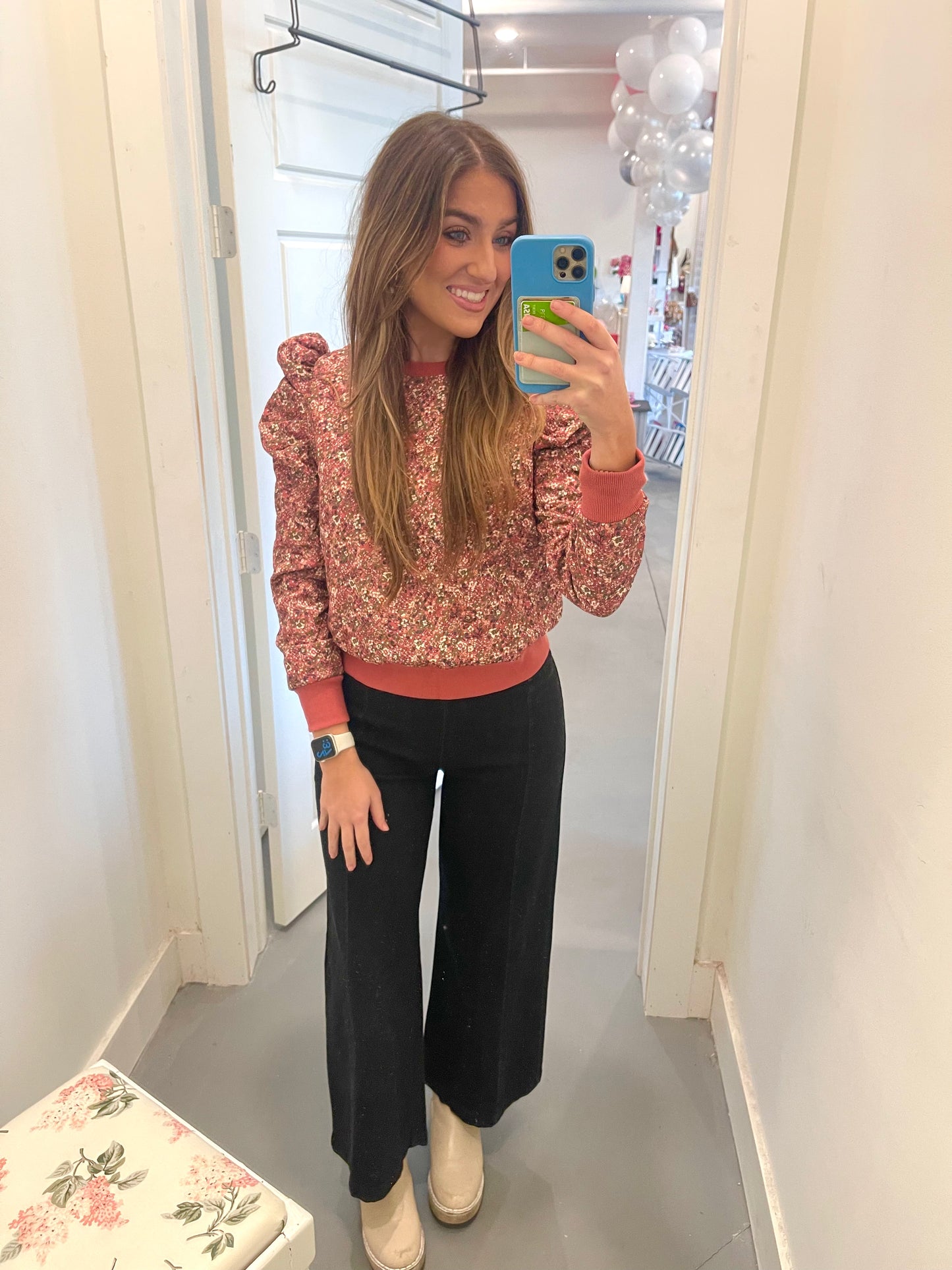 Floral Puff Sleeve Sweater