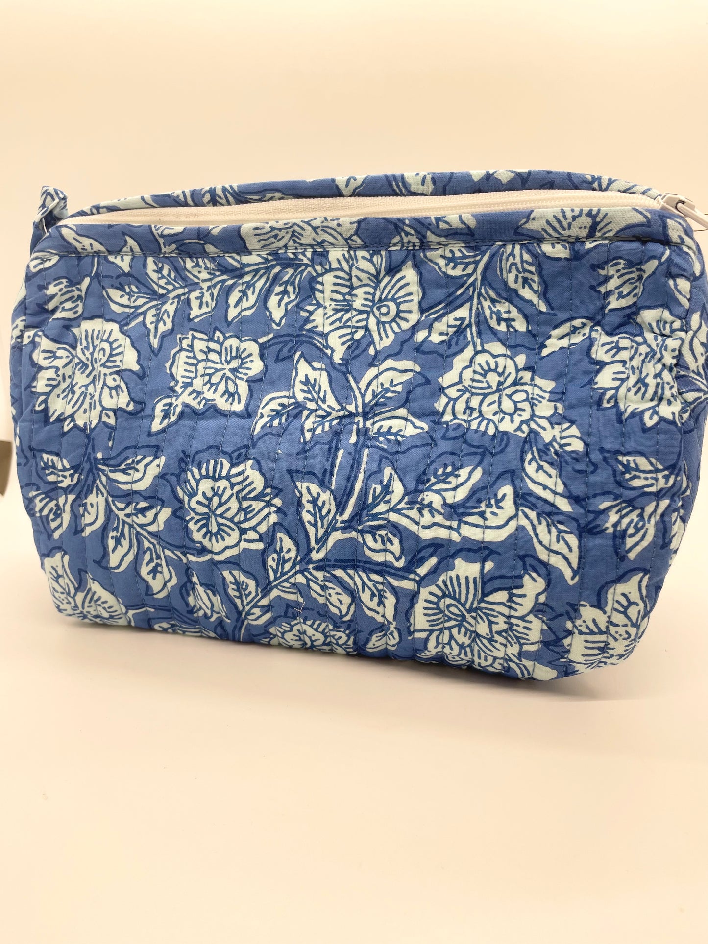 Blue & White Floral Cosmetic and Accessory Bag