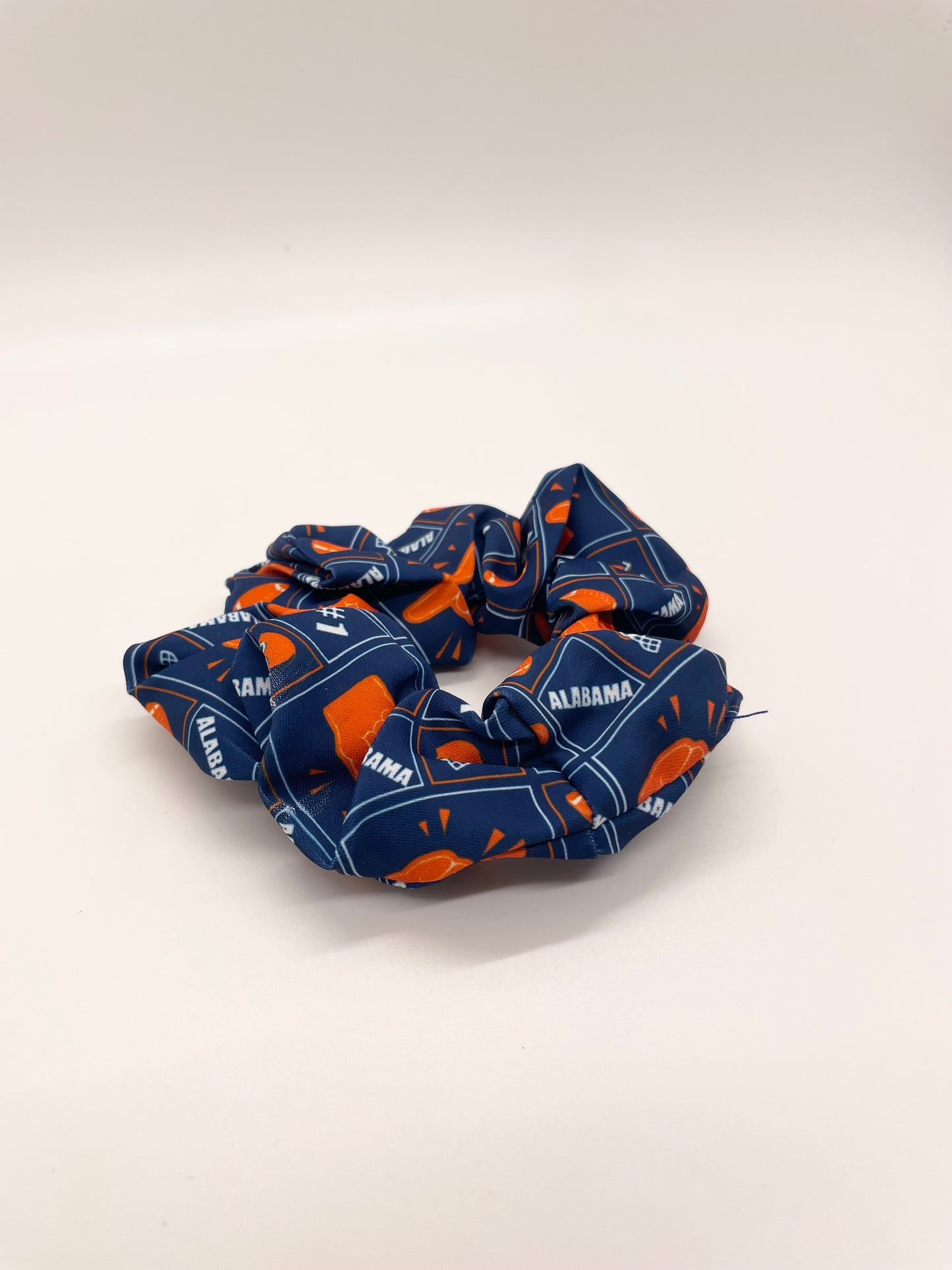 Navy and Orange State of Alabama Map Print Scrunchie