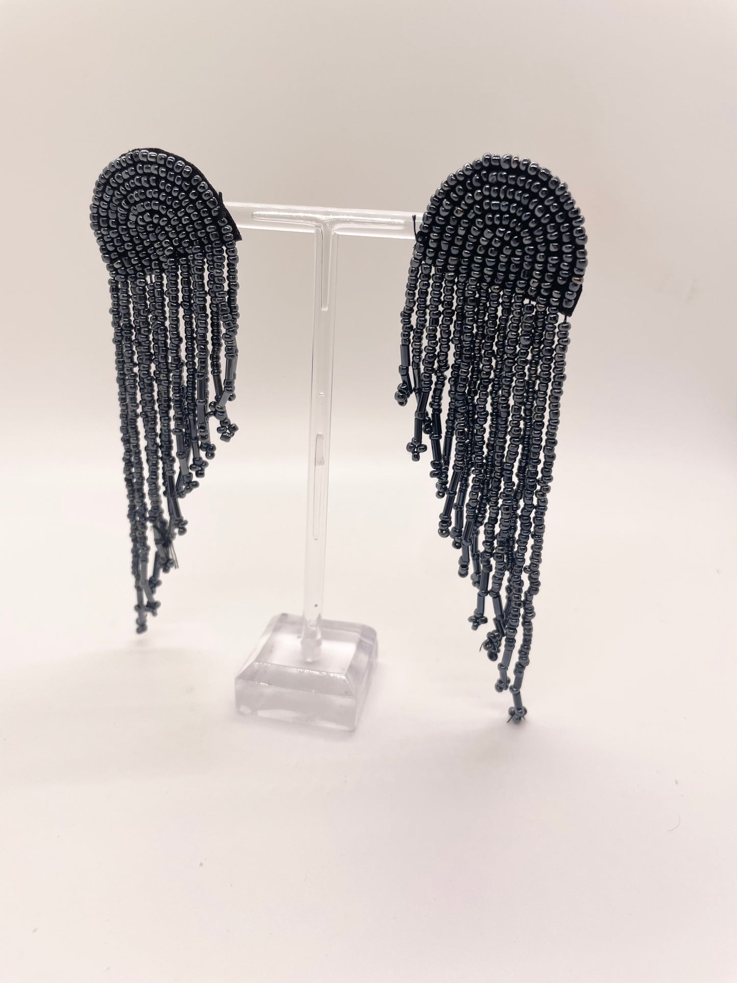 Gunmetal Beaded Statement Earrings