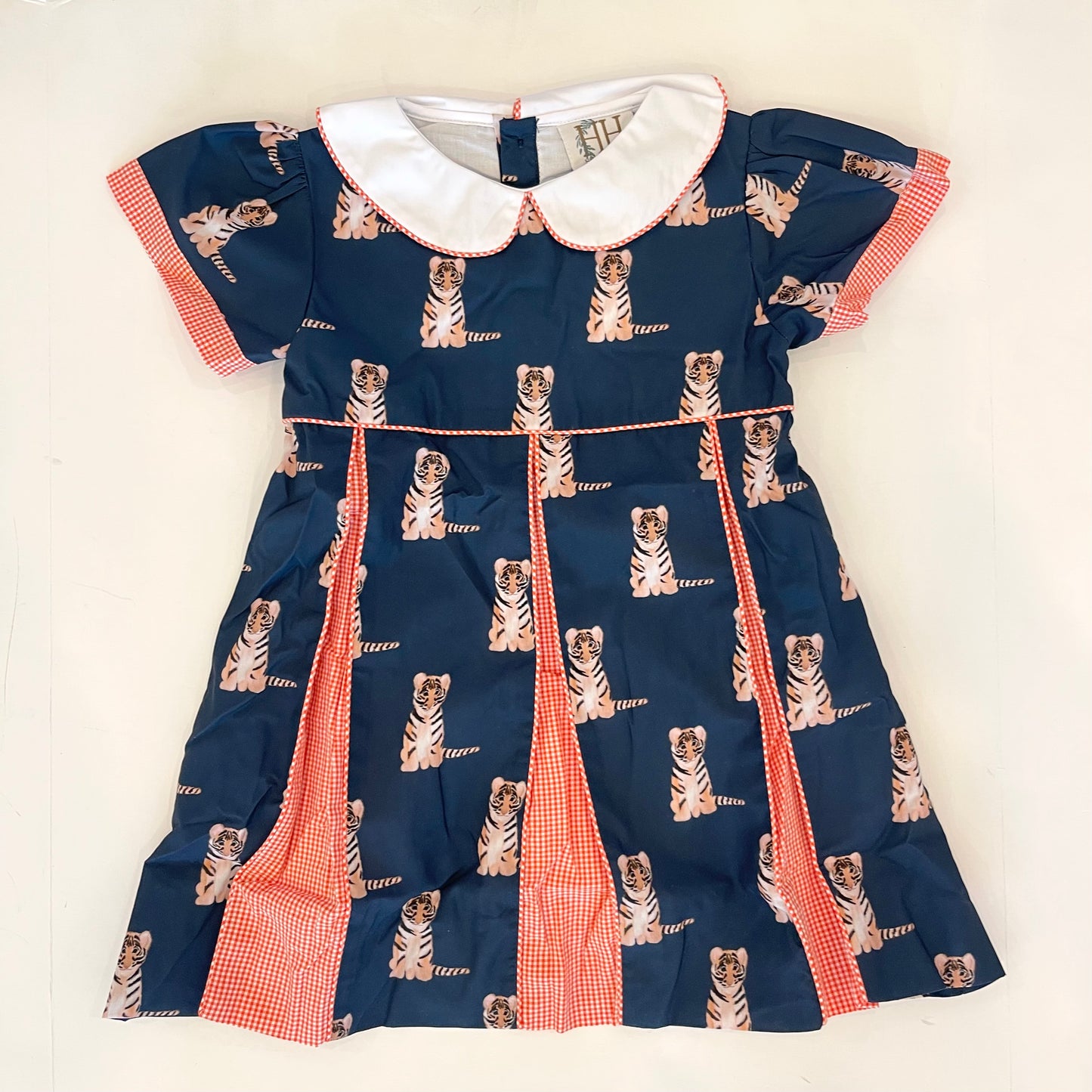 Navy Tiger Pleated Dress