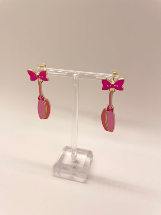 Pink Hair Bow Drop Earrings