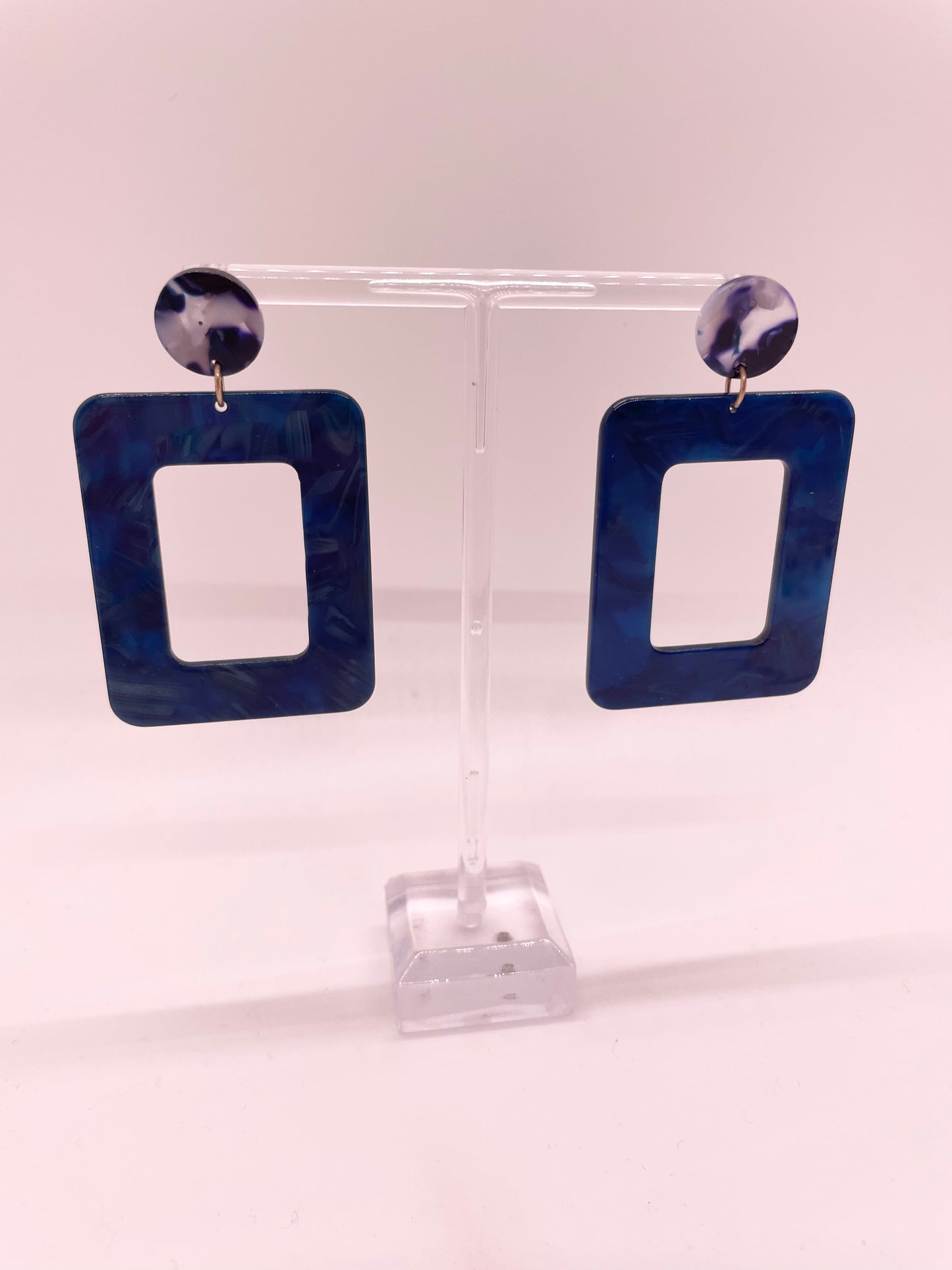 Square Marble Drop Earrings