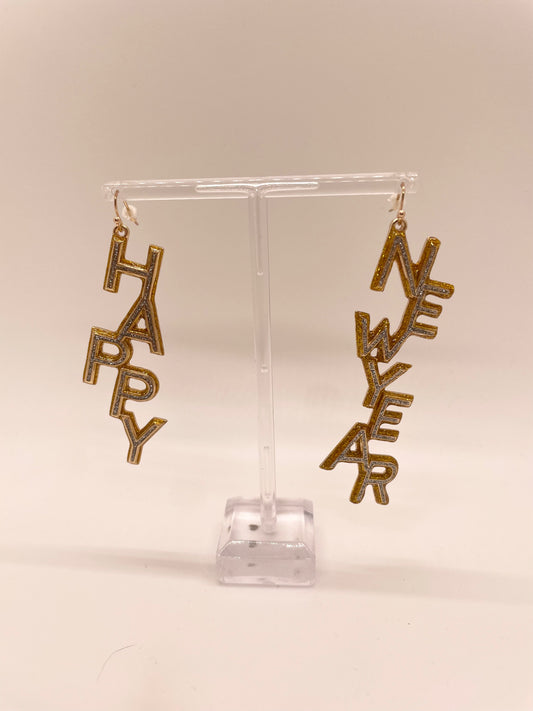 'Happy New Year' Drop Earrings