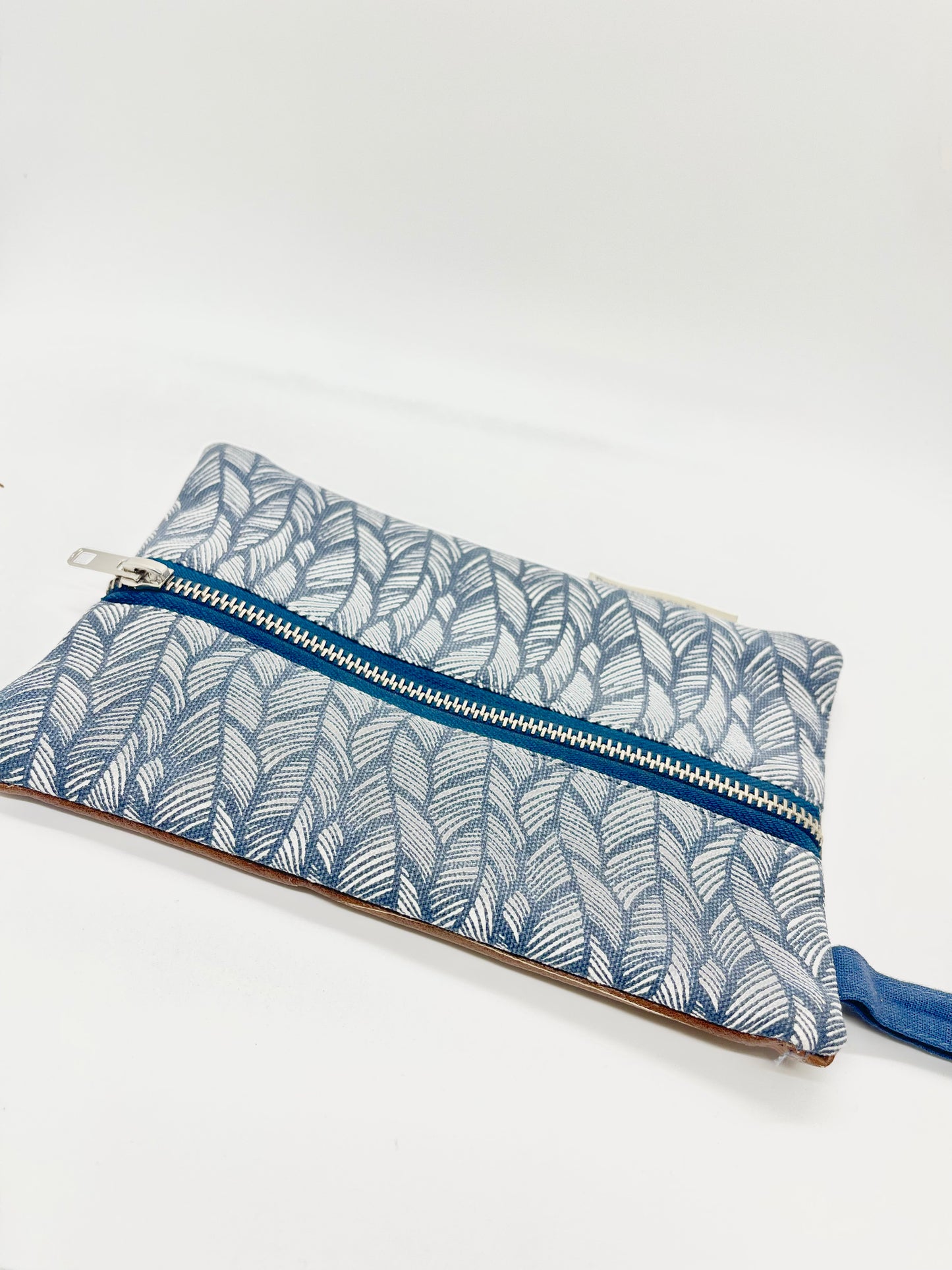 Blue and Brown Zipper Pouch