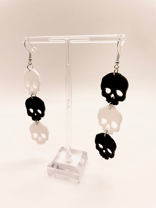 Black & White Skeleton Drop Earrings