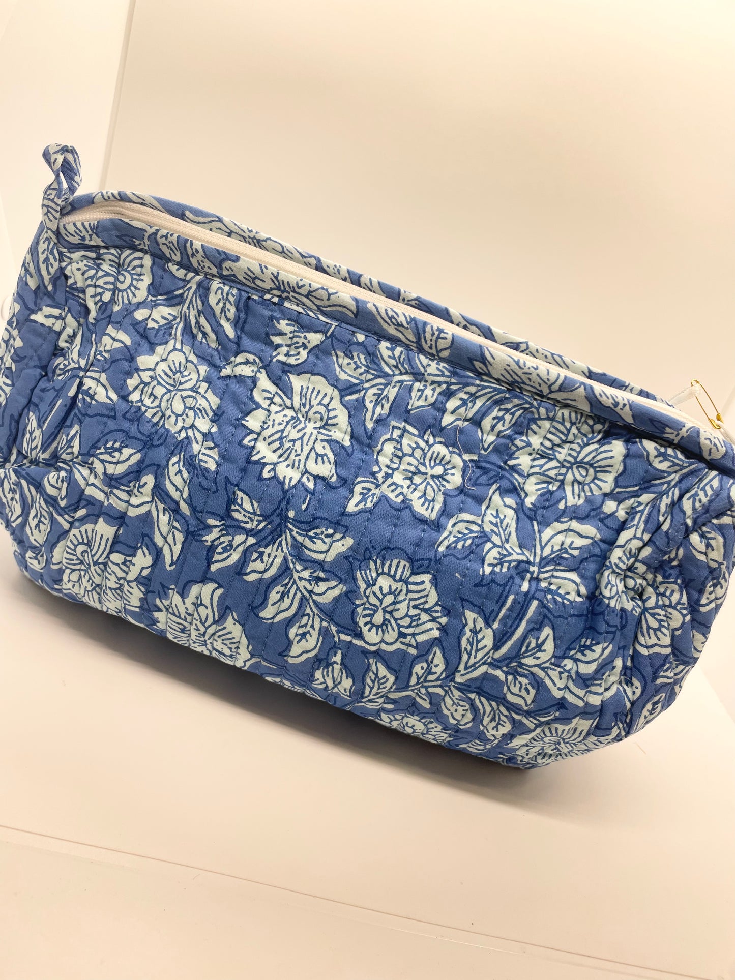 Blue & White Floral Cosmetic and Accessory Bag