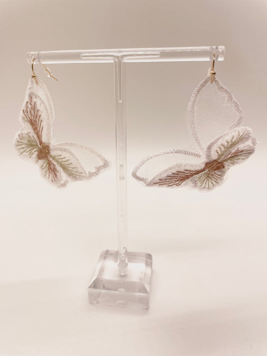 White Butterfly Earrings