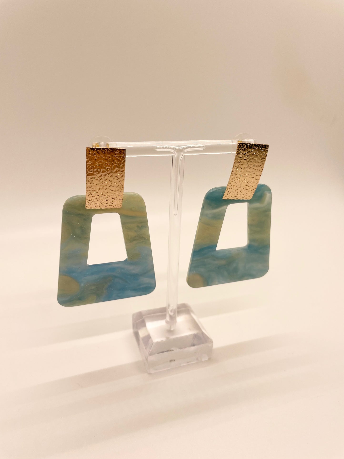 Textured Metal & Acrylic Earrings
