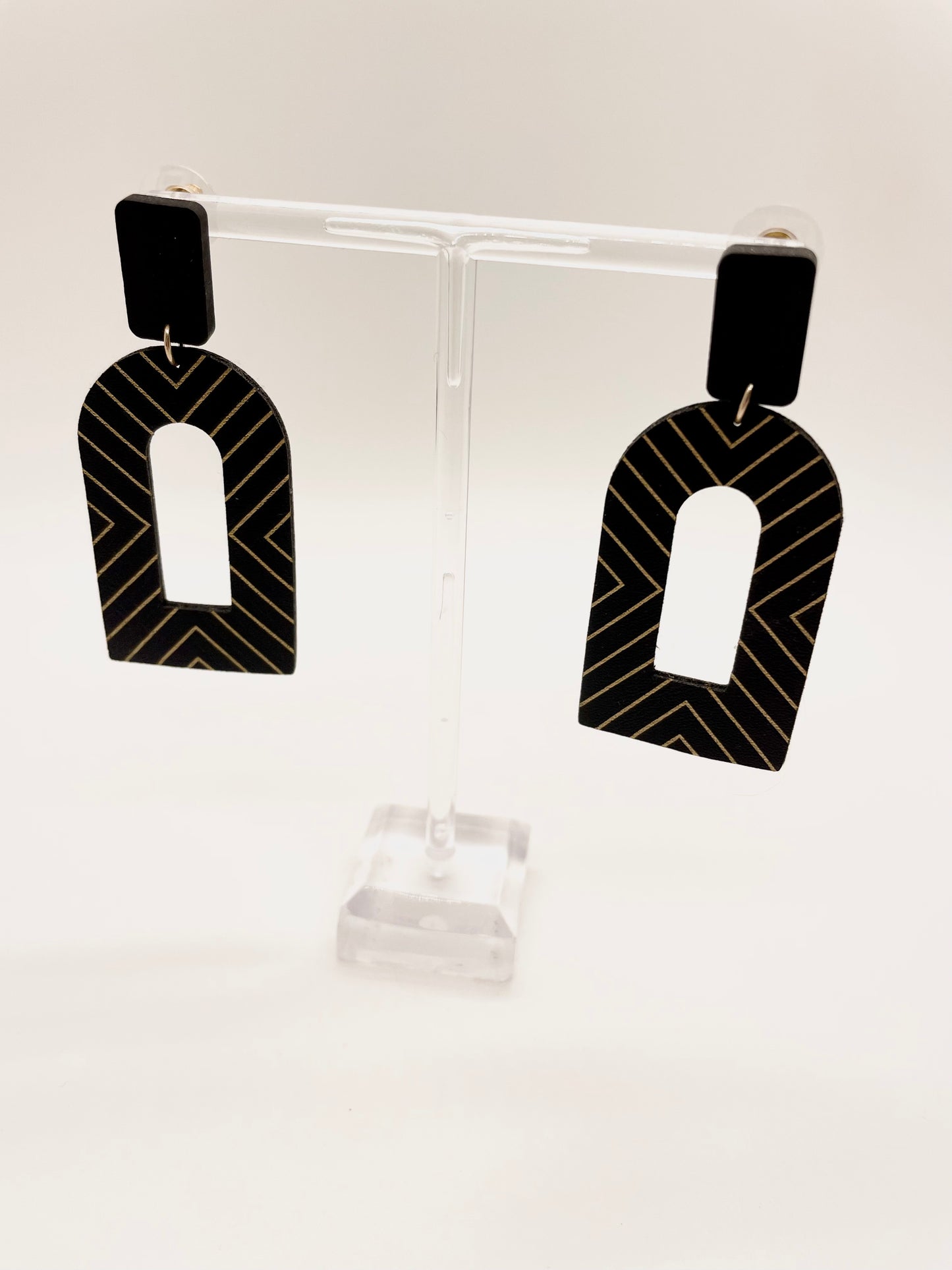 Black Metallic Stripe Earrings