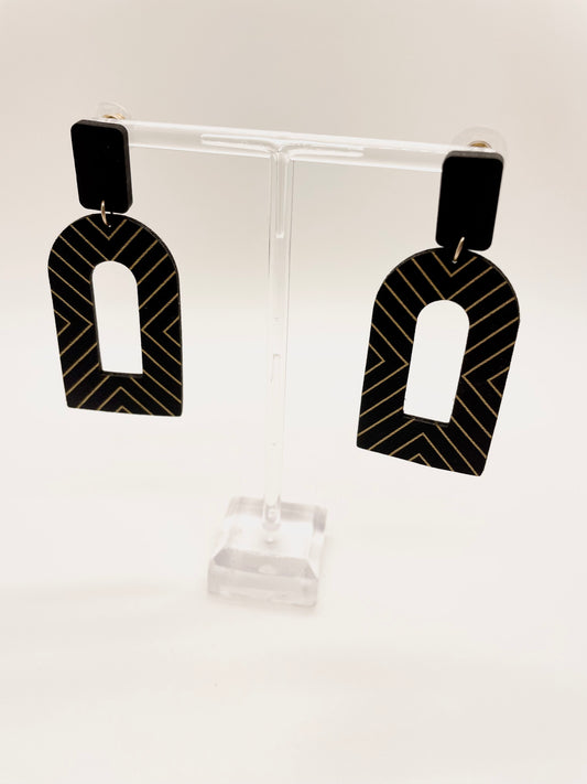 Black Metallic Stripe Earrings