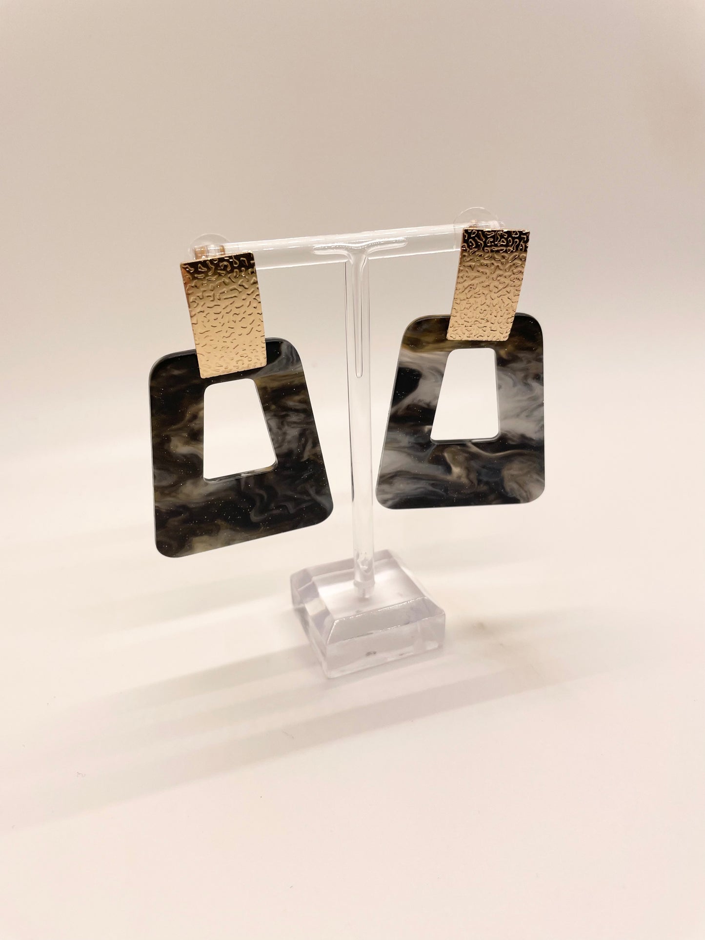Textured Metal & Acrylic Earrings