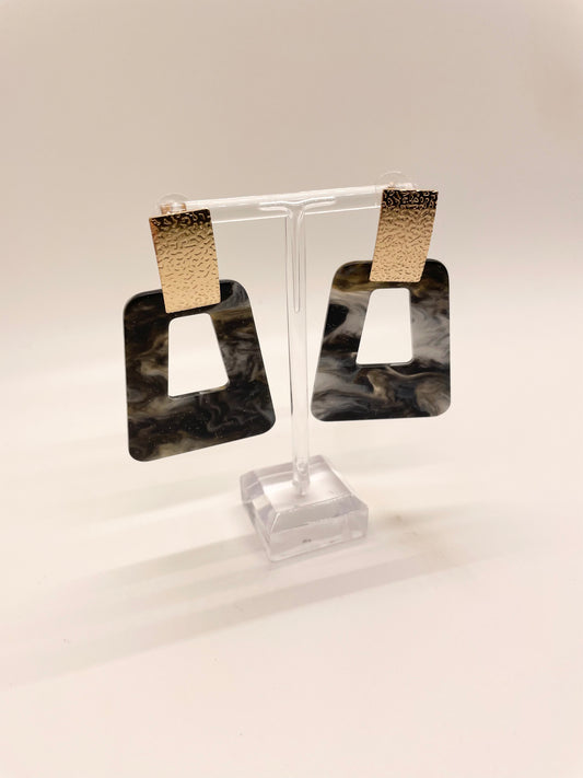Textured Metal & Acrylic Earrings