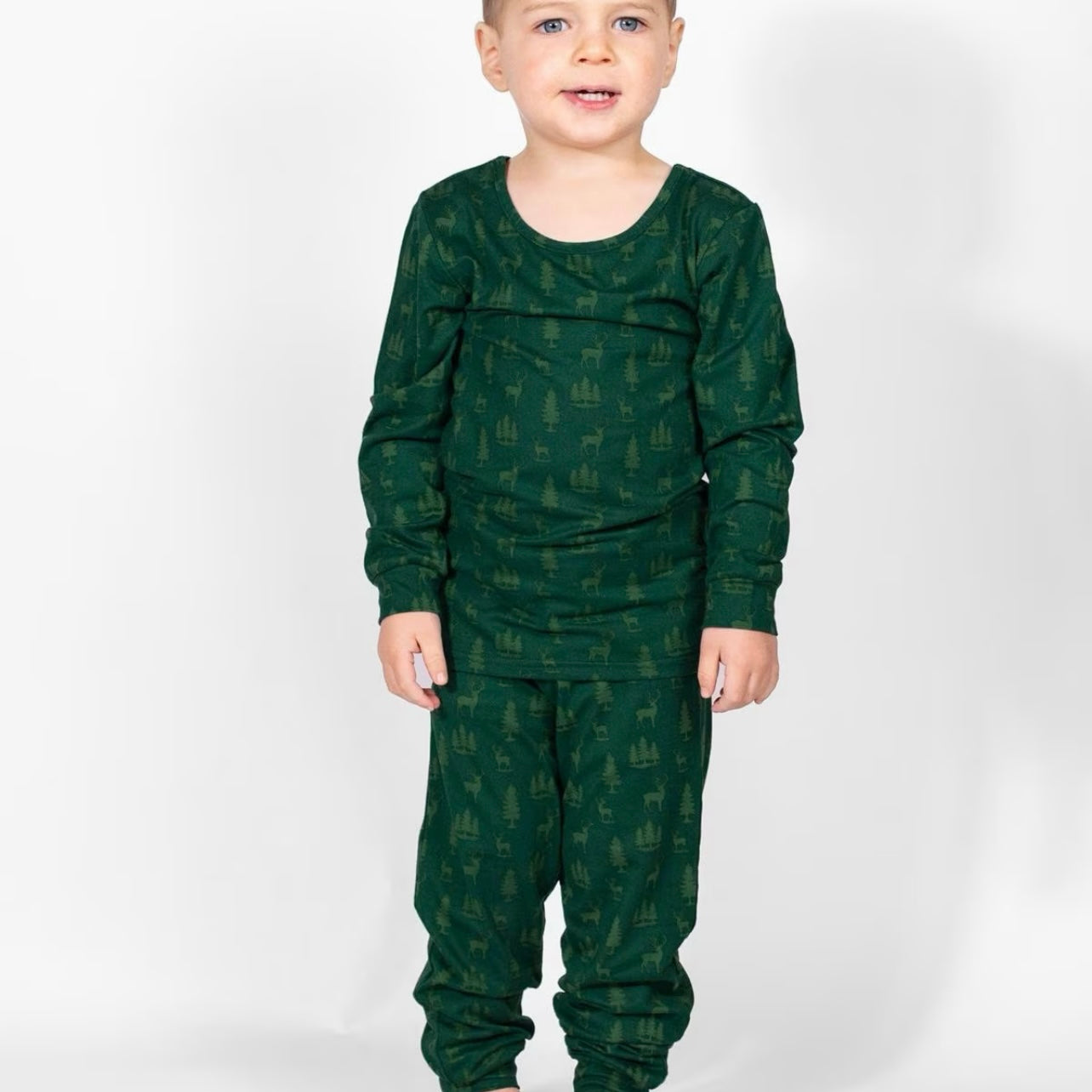 Kid's Woodsy Deer Long Sleeve Pajamas