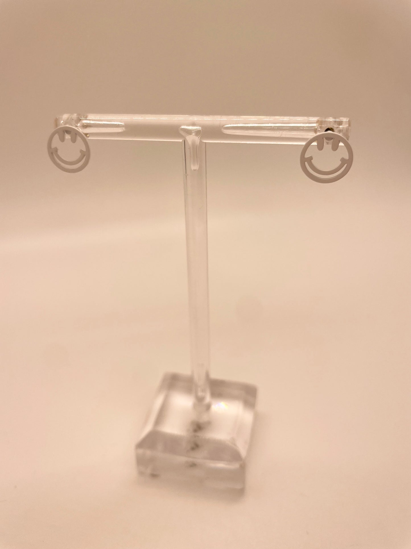 White Smiley Face Studs