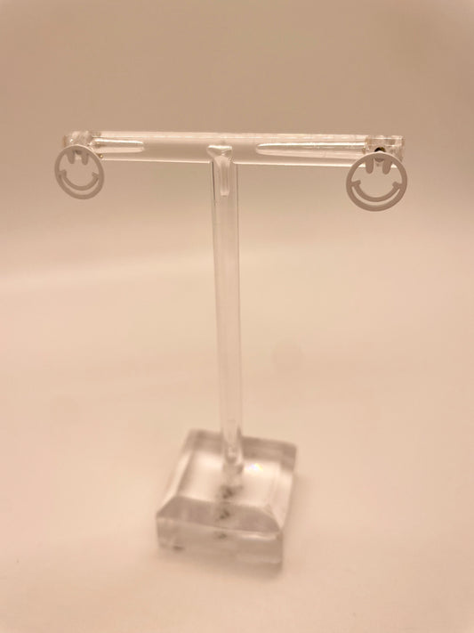 White Smiley Face Studs