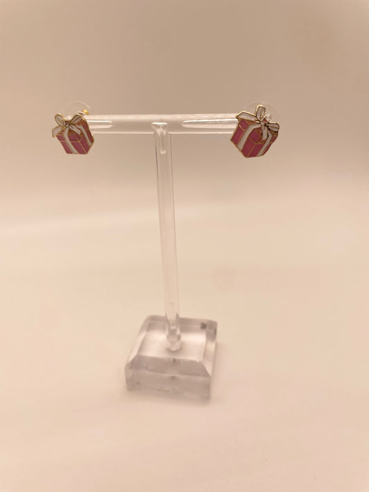 Pink Present Studs