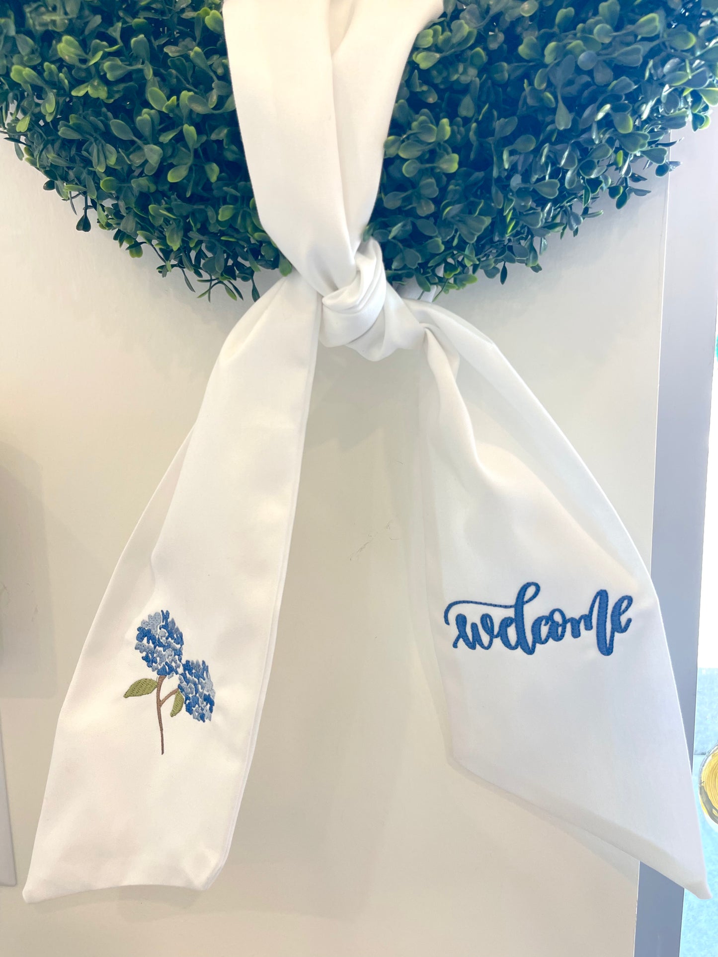 Welcome Hydrangea Wreath Sash