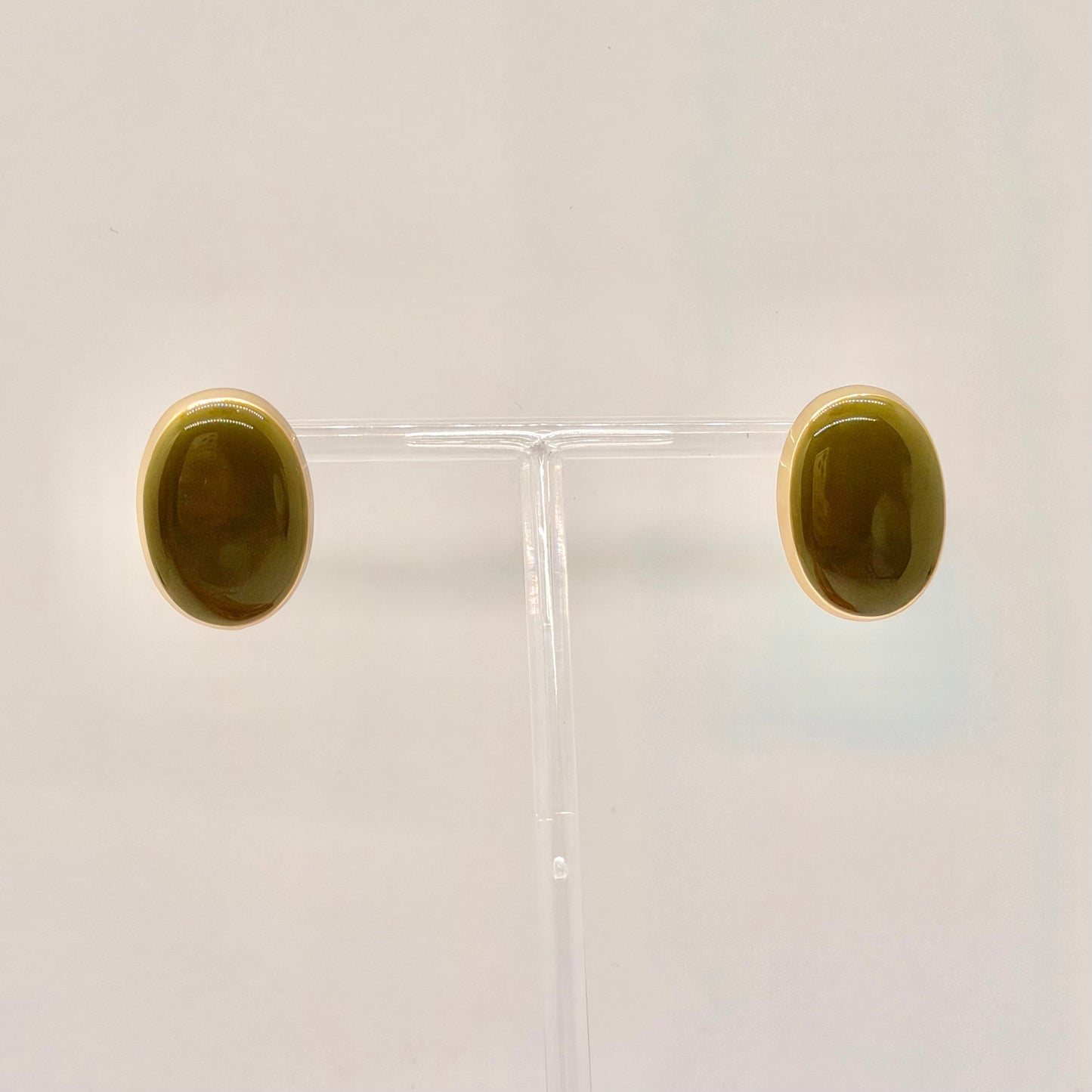 Chartreuse Oval Studs