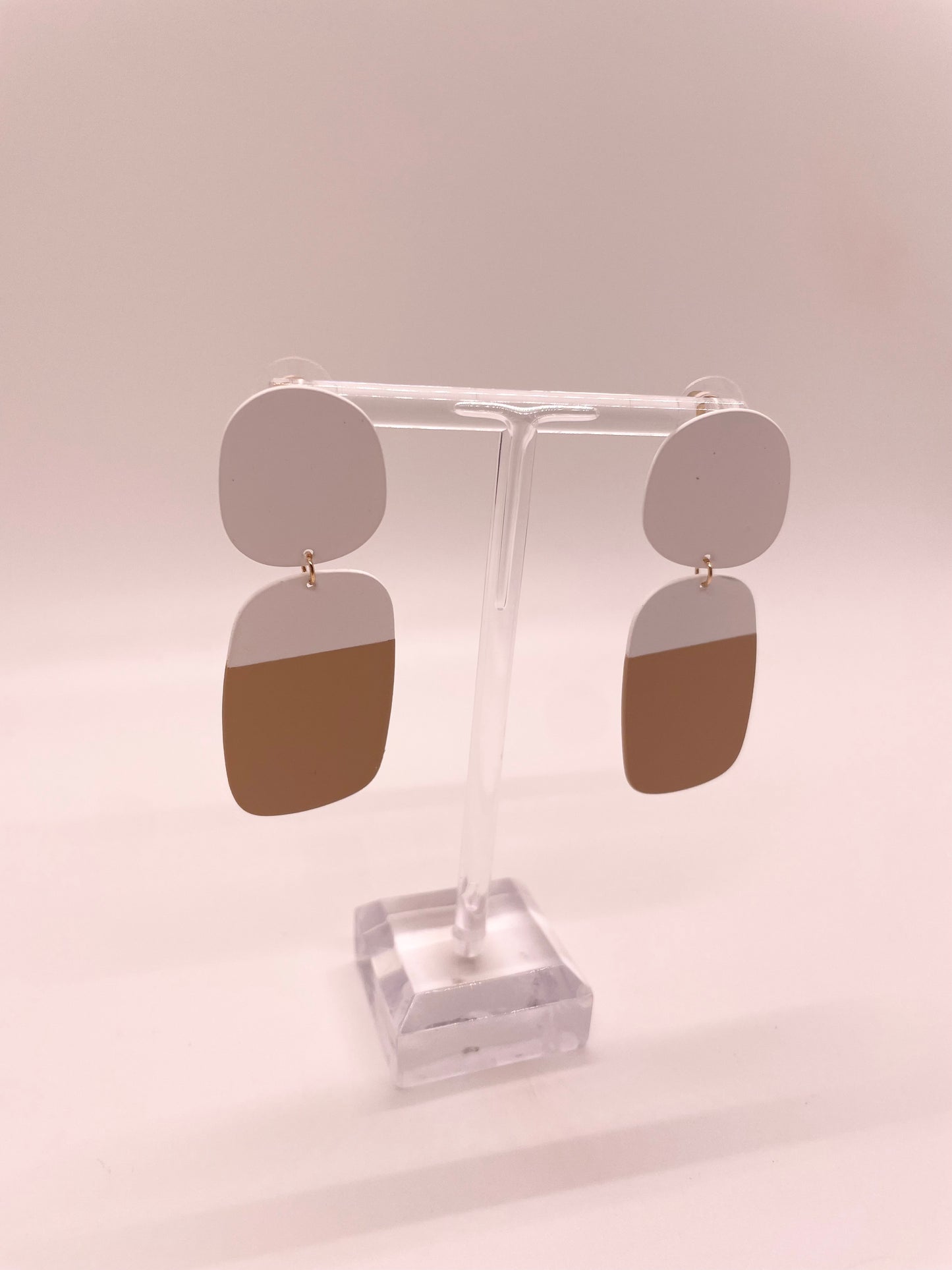 Two Tone Color Block Coated Earrings