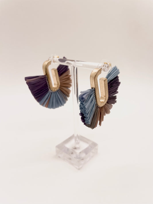 Shades of Blue Rafia Earrings