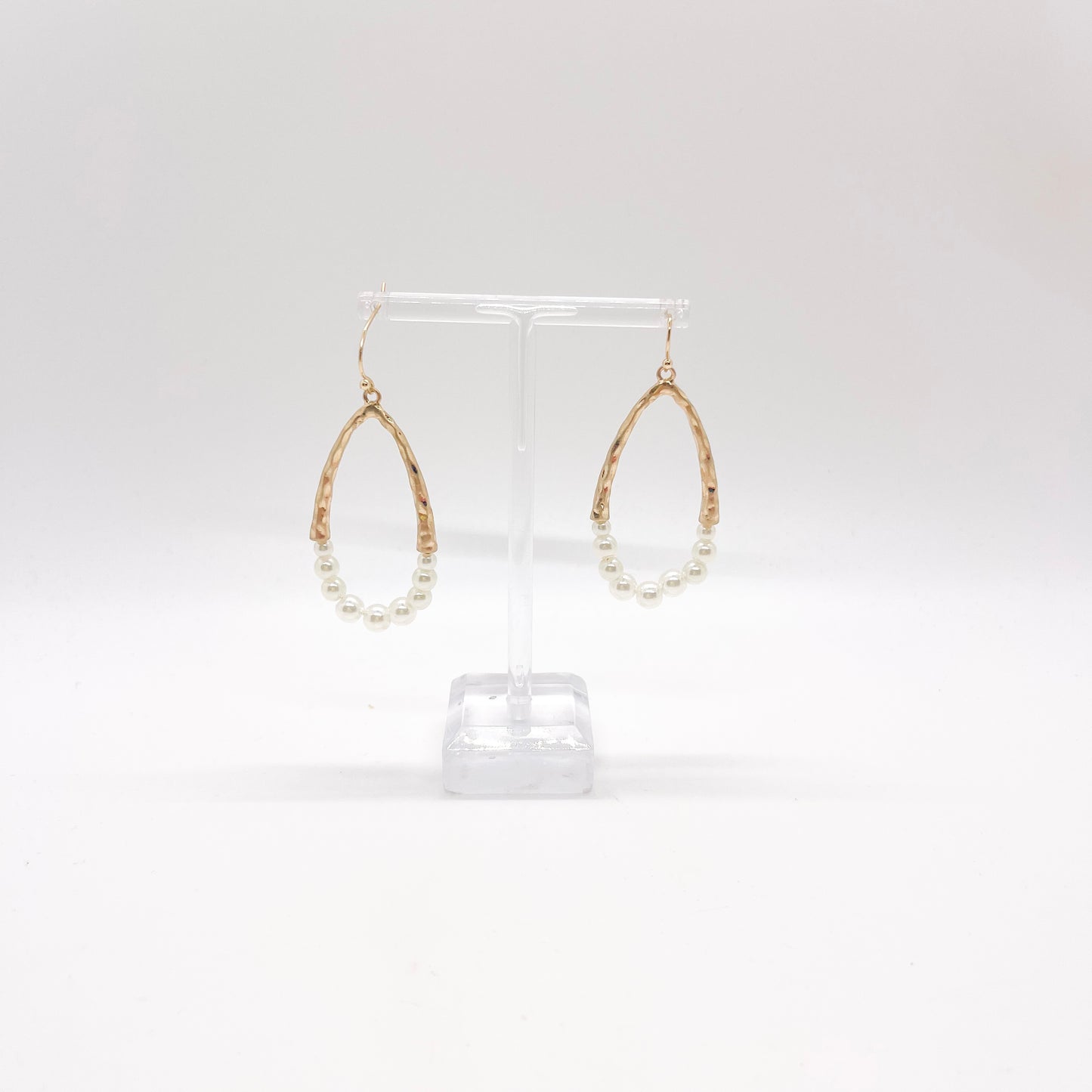 Gold Oval and Pearl Earrings