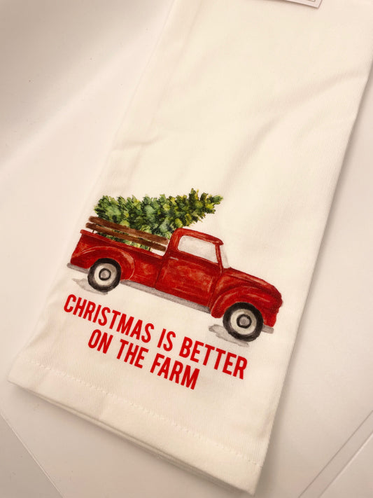 Christmas is Better on the Farm Tea Towel