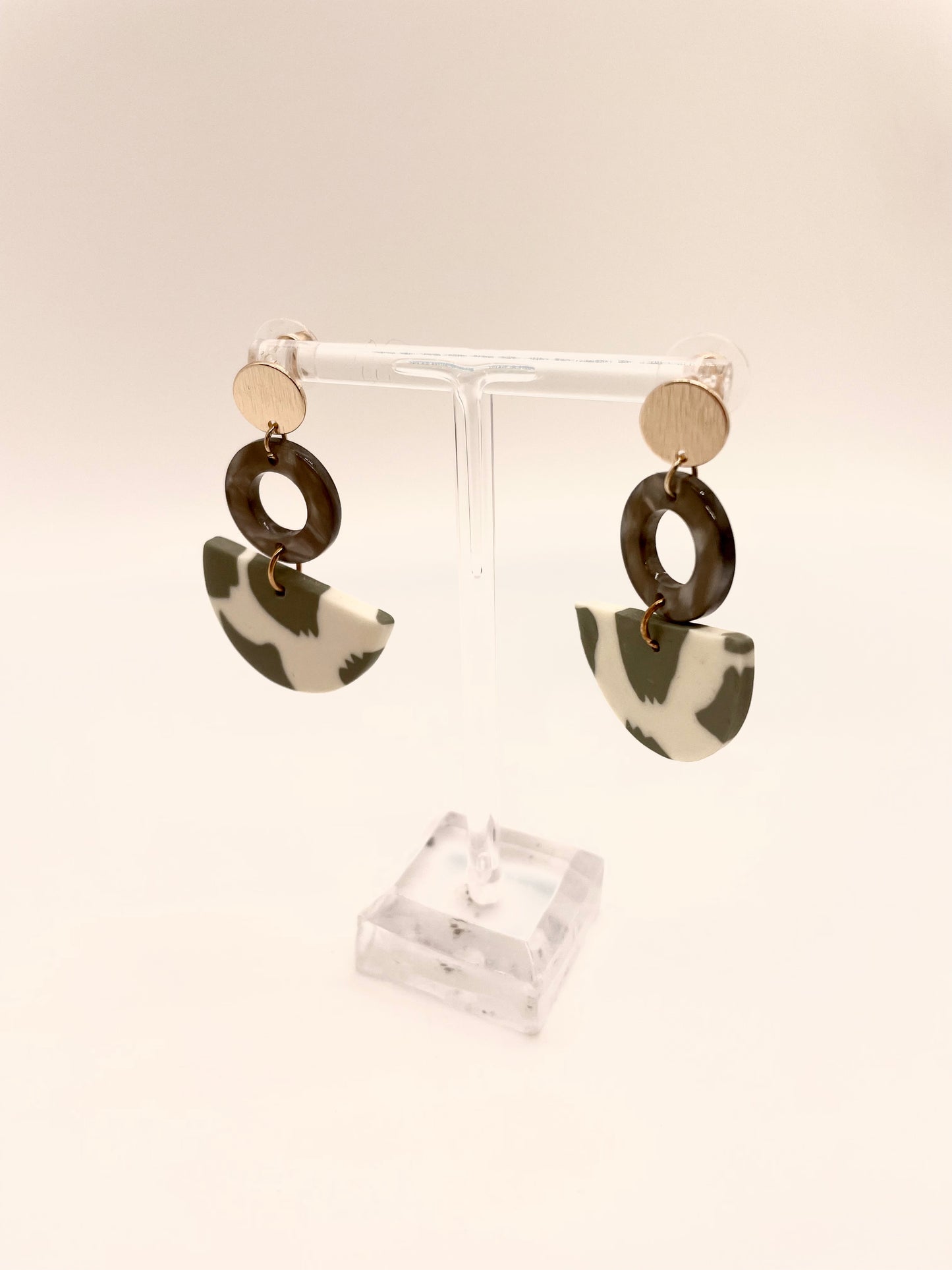 Green & Grey Clay Earrings