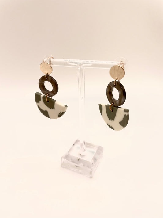 Green & Grey Clay Earrings