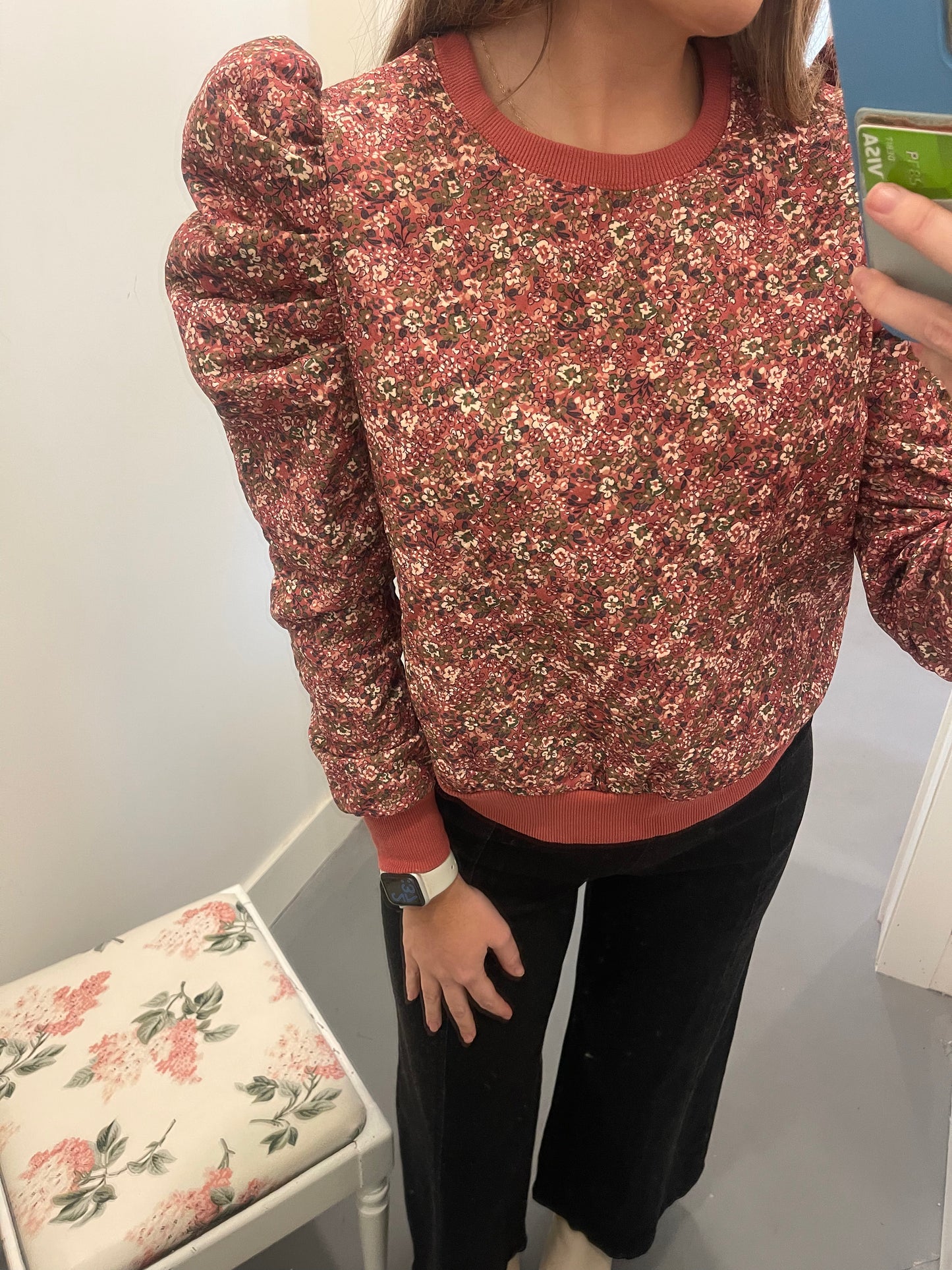 Floral Puff Sleeve Sweater
