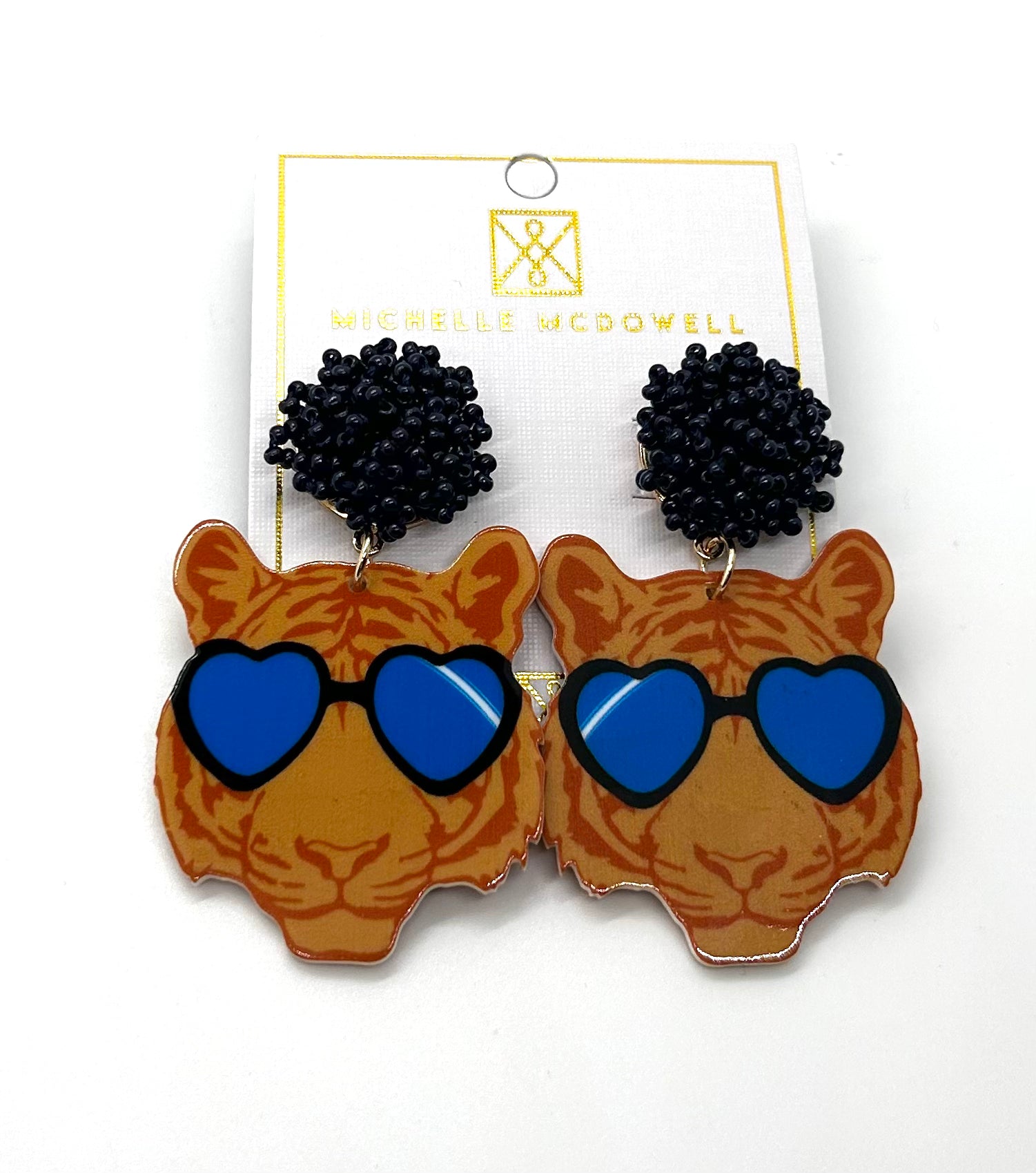 tiger lily earrings Navy Tiger Earrings