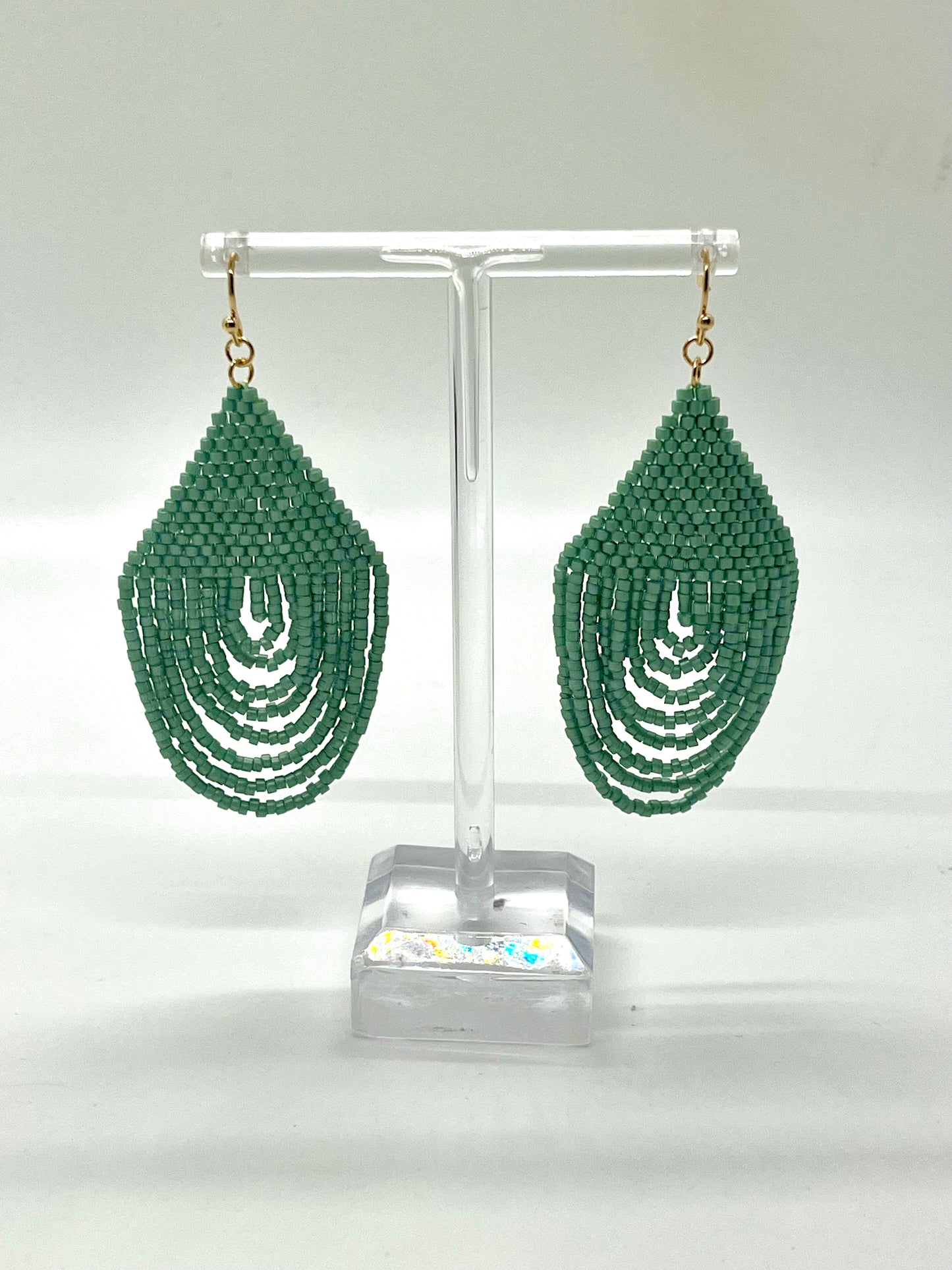 Teal Beaded Drop Earrings