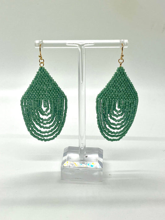 Teal Beaded Drop Earrings