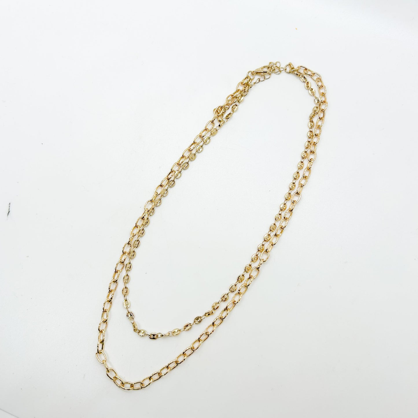 Double Gold Chain Necklace