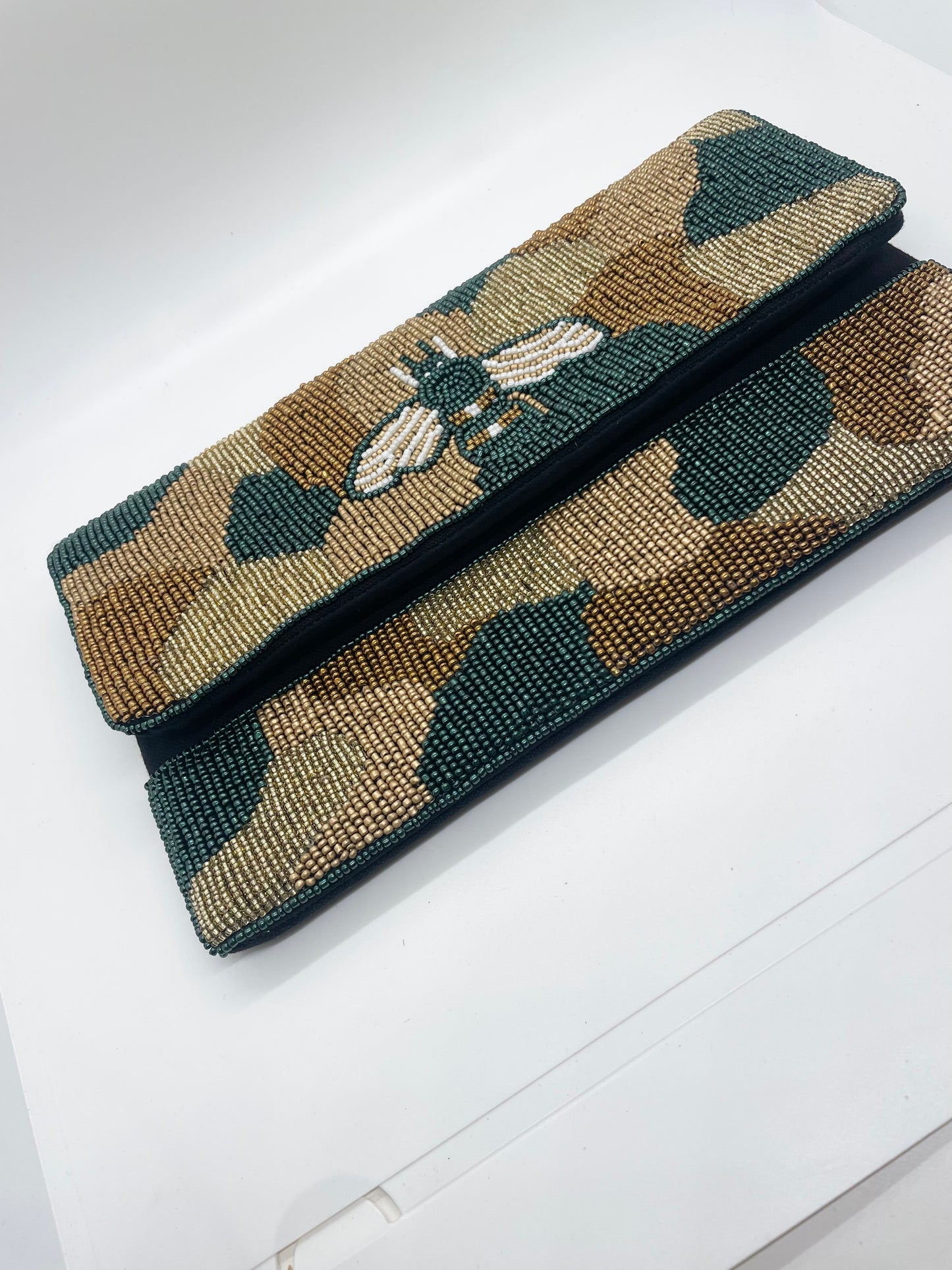 Leopard Beaded Purse with Strap