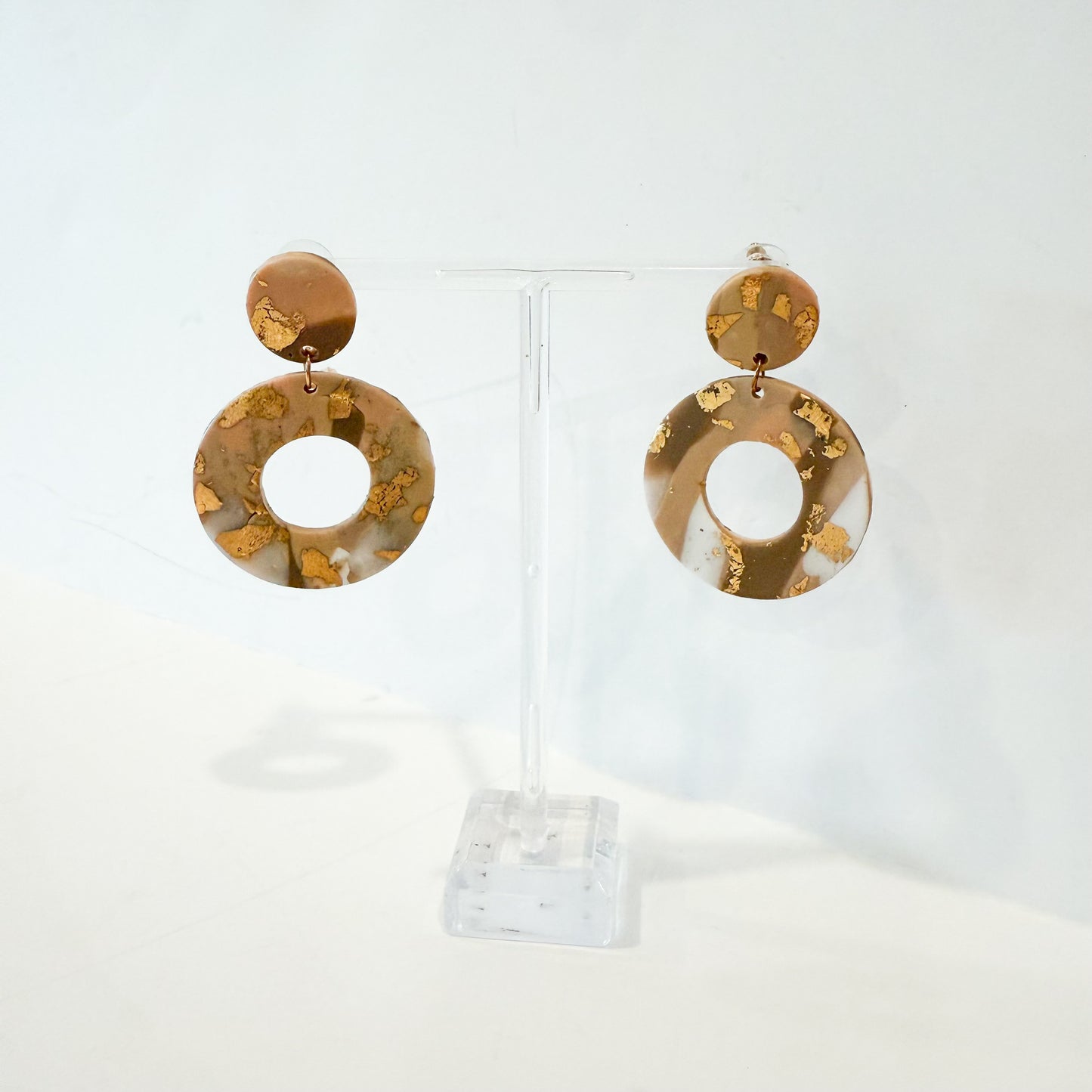 Orange and Metallic Clay Earrings