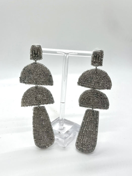 Silver Beaded Drop Earrings
