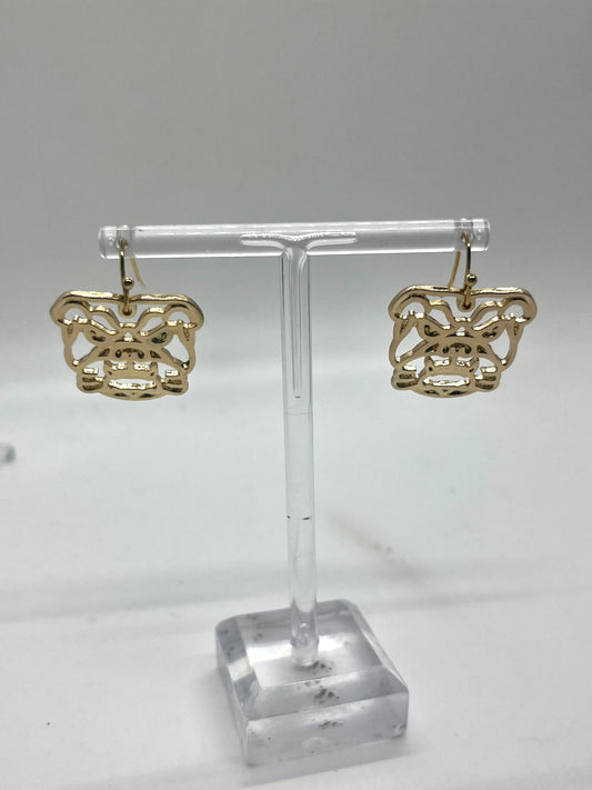 Gold Bulldog Earrings