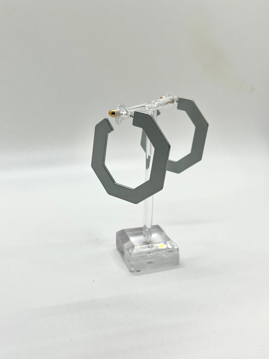 Silver Geometric Hoops