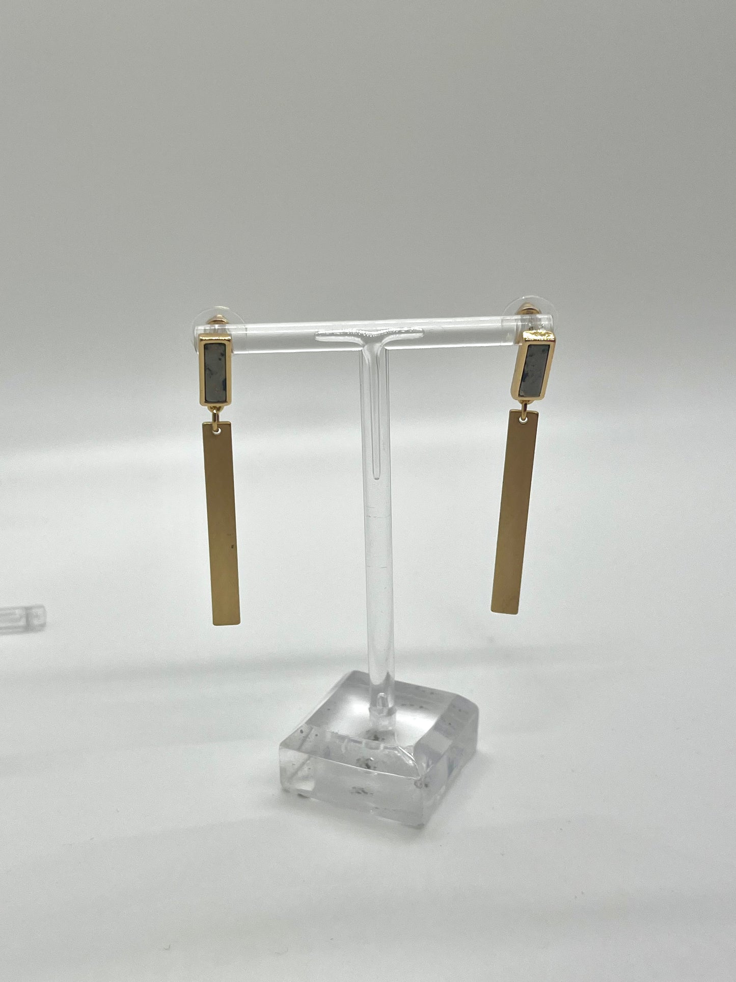 Dalmatian Natural Stone Bar Earrings